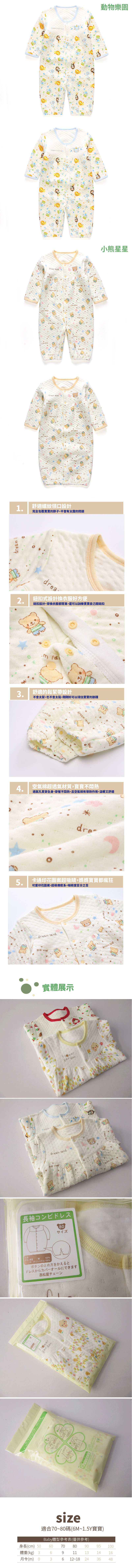加厚三層棉長袖寶寶服【GD0055】日本 印花寶寶 連身衣 保暖兔裝 新生兒服 包屁衣 (70、80)